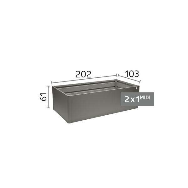 HOCHBEET midi 2x1 quarzgrau- metallic 2016x1031x610mm