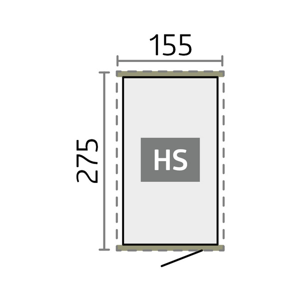 Gerätehaus HighLine Gr. HS dunkelgrau- metallic, Standardtür für Einbau in kurzer Seitenwand 1550x2750x2220mm