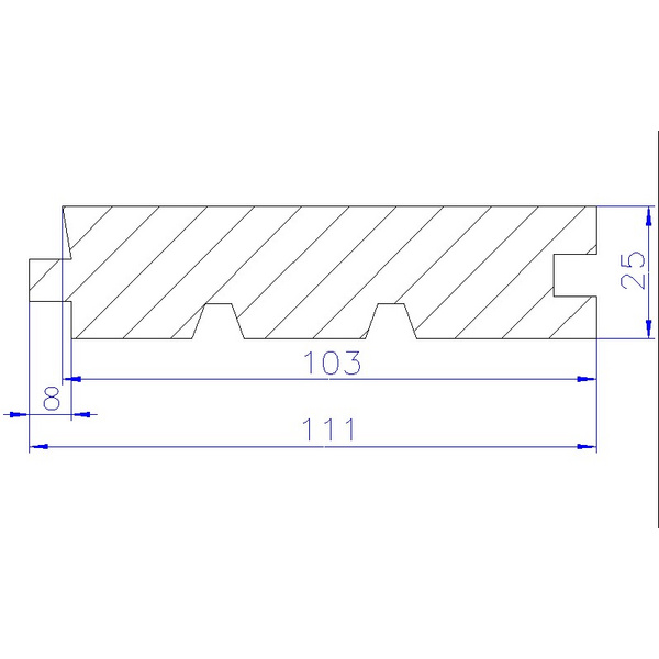 Hobeldiele-A nord Fichte mit Zugnuten - 25x111mm 4800mm