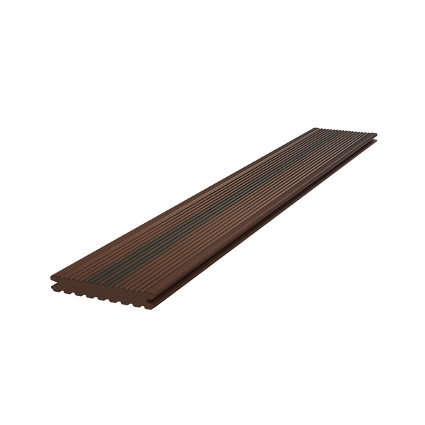 Terrassendiele GCC massiv amber chocolate einseitig genutet, einseitig geriffelt, längsseitige Nut, CLASSIC - 21 x 145 mm