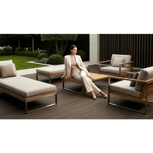 Terrassendiele GCC massiv amber chocolate einseitig genutet, einseitig geriffelt, längsseitige Nut, CLASSIC - 21 x 145 mm