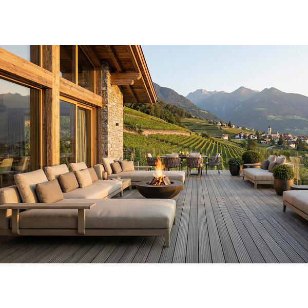 Terrassendiele GCC massiv amber grey einseitig genutet, einseitig geriffelt, längsseitige Nut, CLASSIC - 21 x 145 mm