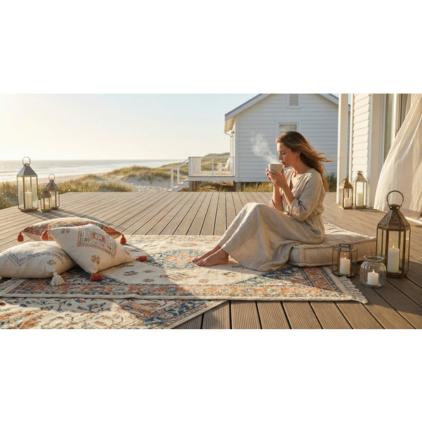 Terrassendiele GCC massiv amber tan einseitig genutet, einseitig geriffelt, längsseitige Nut, CLASSIC - 21 x 145 mm