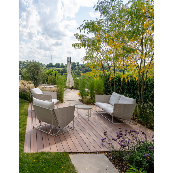 Terrassendiele GCC massiv muskat einseitig glatt, längsseitige Nut, SIGNUM - 21 x 145 mm