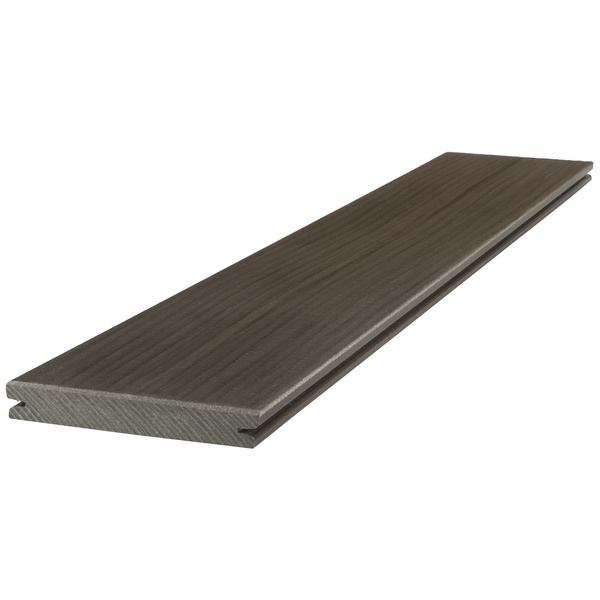 Terrassendiele GCC massiv varia schokoschwarz einseitig glatt, längsseitige Nut, SIGNUM - 21 x 145 mm