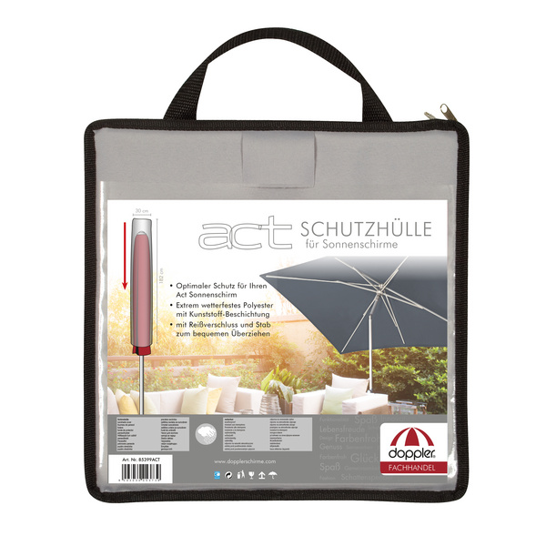 Schirmhülle ACT aus hochwertigem Polyester, mit Tragetasche, Farbe hellgrau