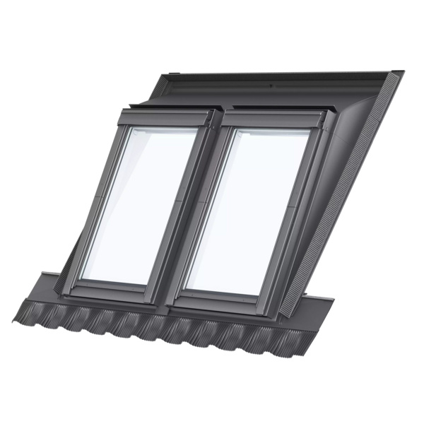 Kombi-Aufkeilrahmen EAW FK06 6021E Ziegel hoch/Welle Alu für 2 Fenster