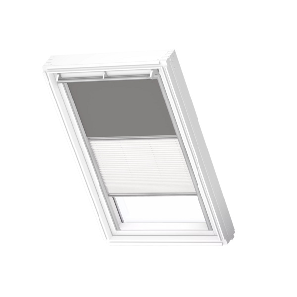 Verdunkelungs-Rollo Plus DFD C02 0705S Grau/weiß, Alu Schiene, Standard