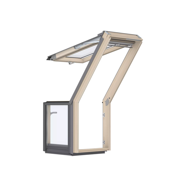 Dachterrasse, Tür rechts VEB M35 3065 klar lack Energie PLUS Alu 78x109