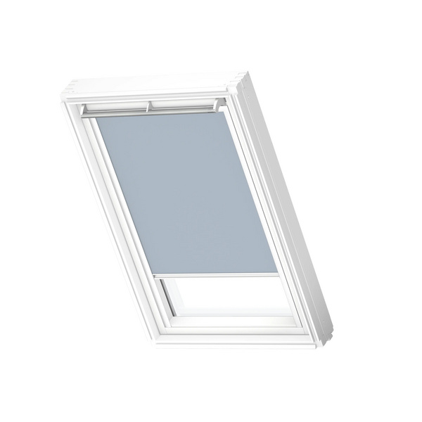 Verdunkelungs-Rollo manuell DKL M12 4576SWL Himmelblau, weiße Schiene, Premium