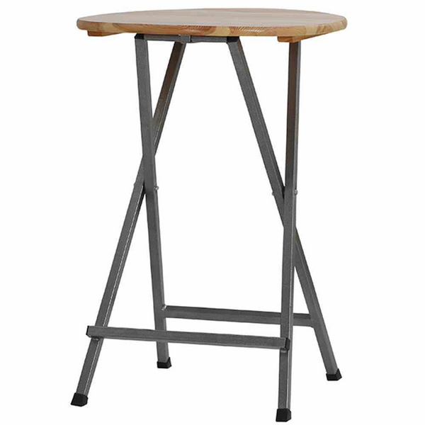 Stehtisch Ø78cm, Kiefernholz, Gest. Stahl eckig Gest. Stahl pulver