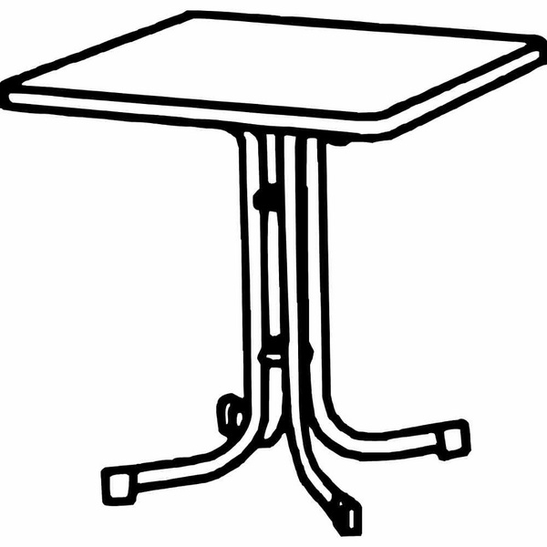 Boulevard-Klapptisch, 70x70cm, weiß StahlrohrGest., Mecalit-Pro-Platte