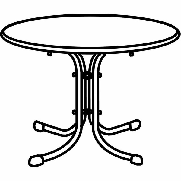 Boulevard-Klapptisch, Ø100cm, weiß StahlrohrGest., Mecalit-Pro-Platte