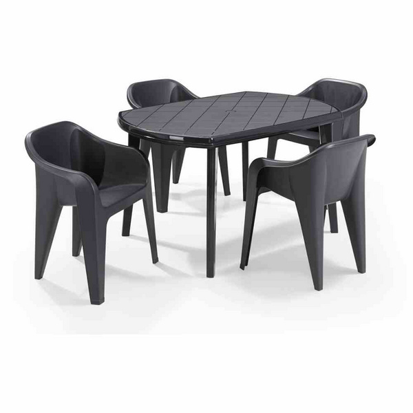 Tisch Elise 137x90cm, graphit oval, Vollkunststoff