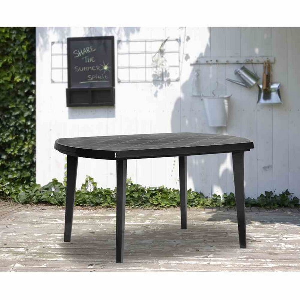 Tisch Elise 137x90cm, graphit oval, Vollkunststoff