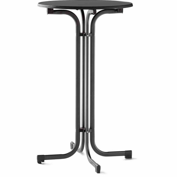 Stehtisch, Ø70cm, eisengr. Stahlrohr Gestell, Mecalit-Pro-Platte