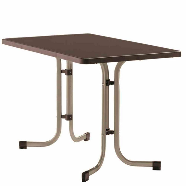 Boulevard-Klapptisch, 115x70x72cm, champagner Stahlrohr Gestell, Mecalit-Pro-Platte