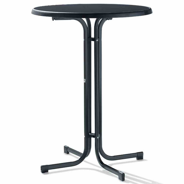 Stehtisch, Ø86cm, eisengr. Stahlrohr Gestell, Mecalit-Pro-Platte