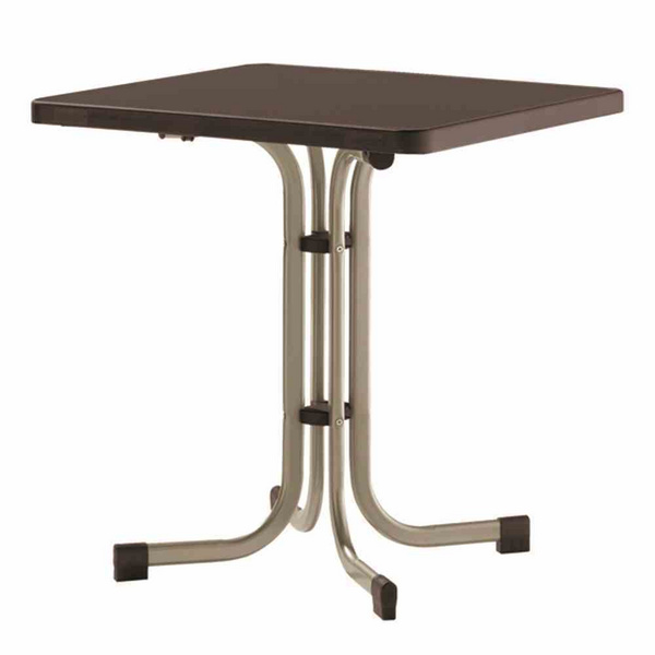 Boulevard-Klapptisch, 70x70cm, champagner/mocca Stahlrohr Gestell, Mecalit-Pro-Platte