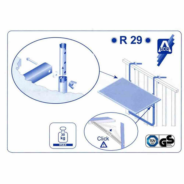 Balkonhängetisch Kunststoffplatte