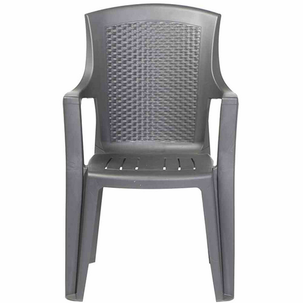 Eden Stapelsessel, anthrazit Vollkunststoff, Monoblock, stapelbar, Rücken in Geflechtoptik