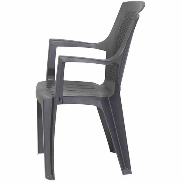 Eden Stapelsessel, anthrazit Vollkunststoff, Monoblock, stapelbar, Rücken in Geflechtoptik