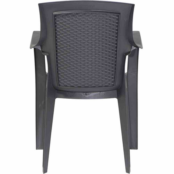 Eden Stapelsessel, anthrazit Vollkunststoff, Monoblock, stapelbar, Rücken in Geflechtoptik