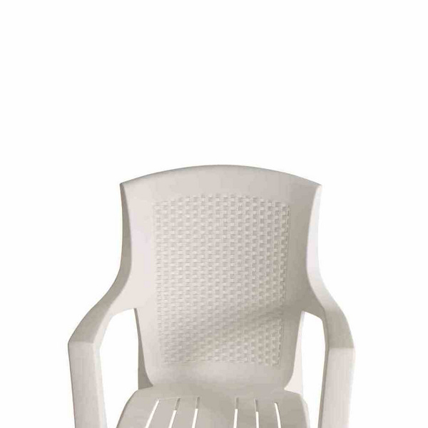 Eden Stapelsessel, weiß Vollkunststoff, Monoblock, stapelbar, Rücken in Geflechtoptik