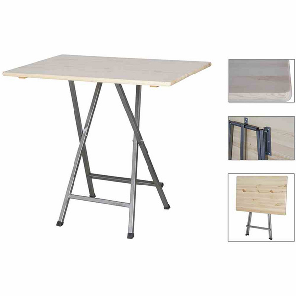 Stehtisch Kiefernholz Gestell Stahl pulver