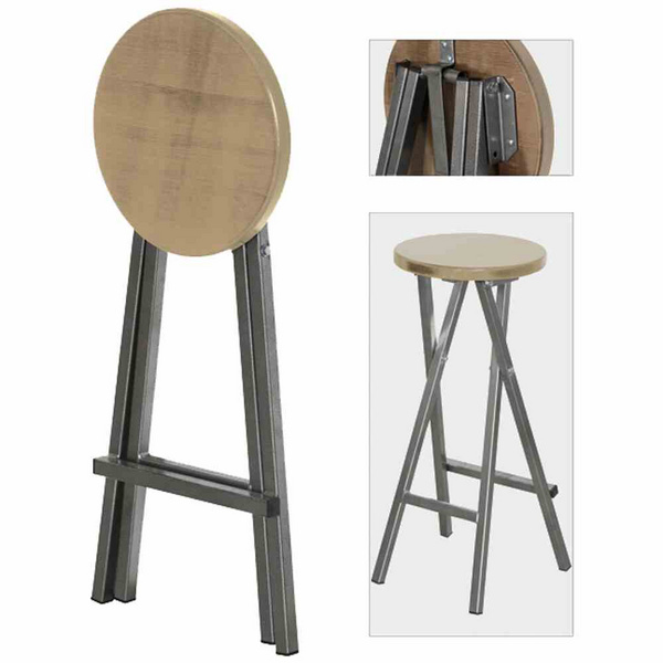 Barhocker, klappbar StahlGest., Sitzfläche aus Kiefernholz, pulver