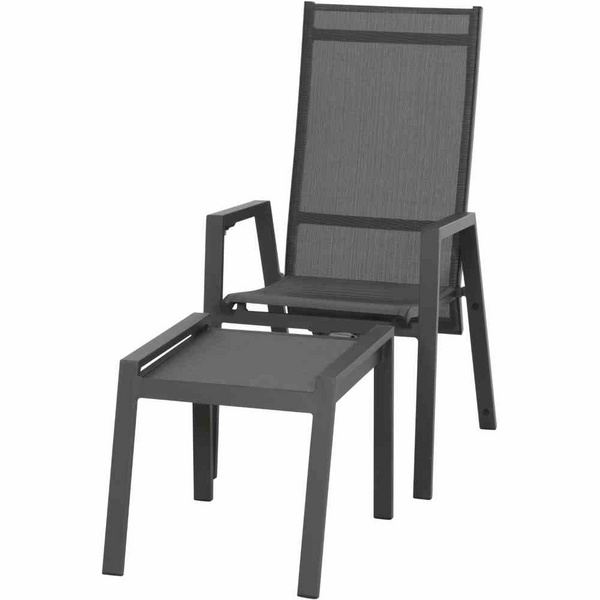 Savona Dining Move Sessel matt anthrazit/silber-schwarz Gest. Alu, Fläche Ranotex®-Gewebe, silber-schwarz