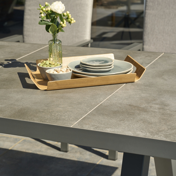 Tirana Ausziehtisch 205/265x103 matt anthrazit/dunkelgr Gest. Alu, Keramik, dunkelgr., synchr. Auszugsmech.