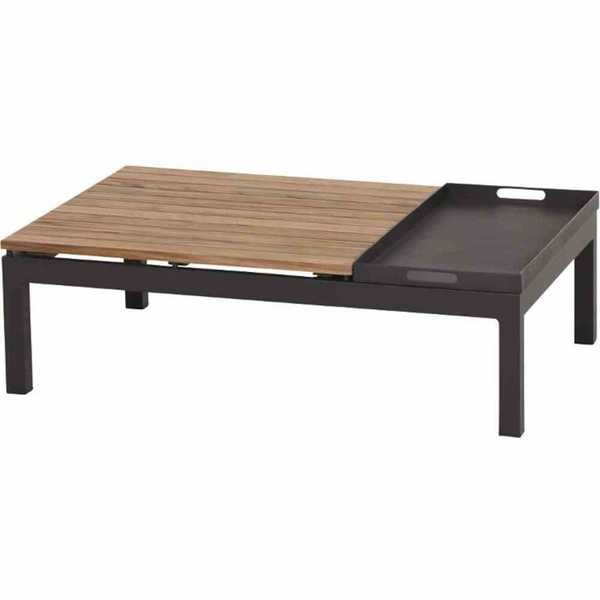 Alvida Loungetisch mit Tablett Alu, matt-anthrazit, Teak
