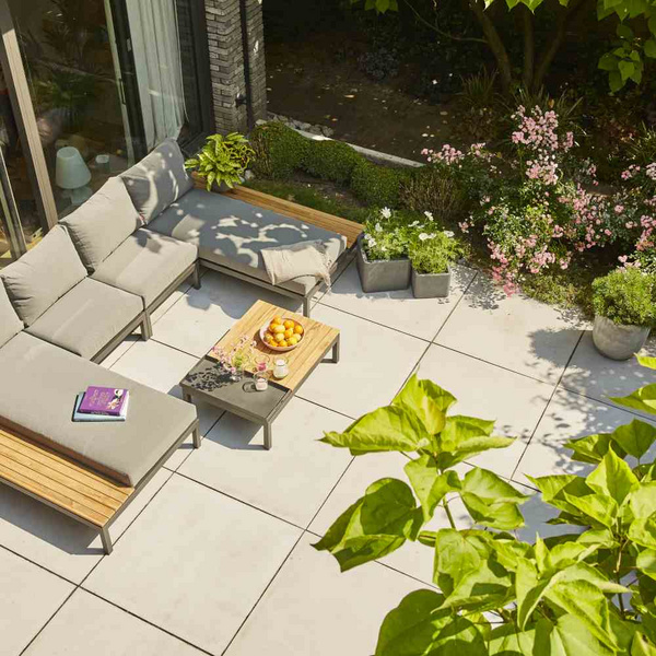 Alvida Loungetisch mit Tablett Alu, matt-anthrazit, Teak