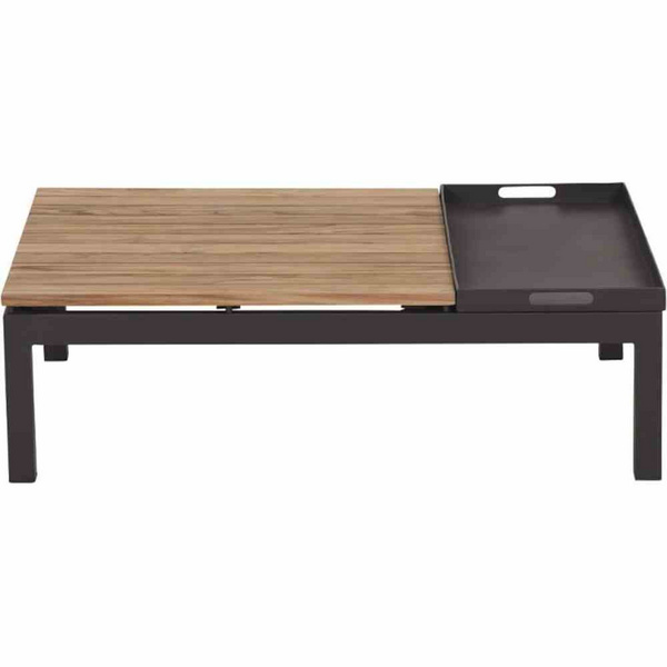 Alvida Loungetisch mit Tablett Alu, matt-anthrazit, Teak