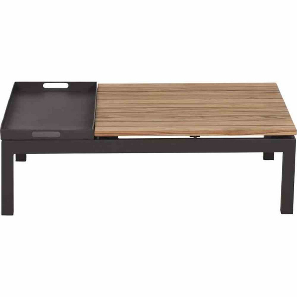 Alvida Loungetisch mit Tablett Alu, matt-anthrazit, Teak