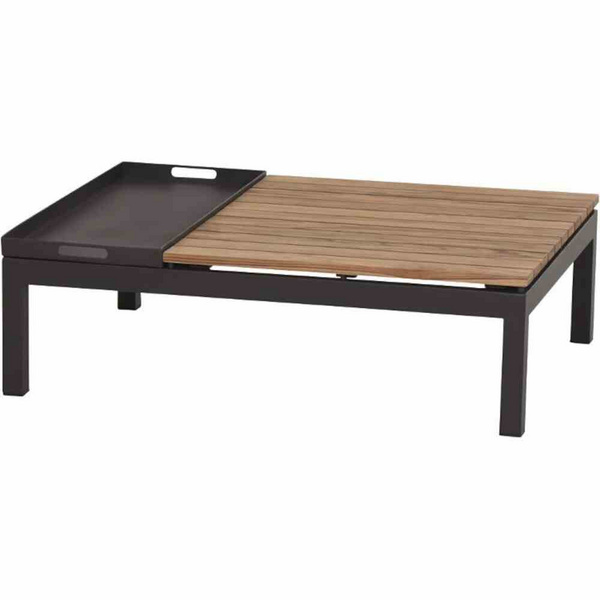 Alvida Loungetisch mit Tablett Alu, matt-anthrazit, Teak