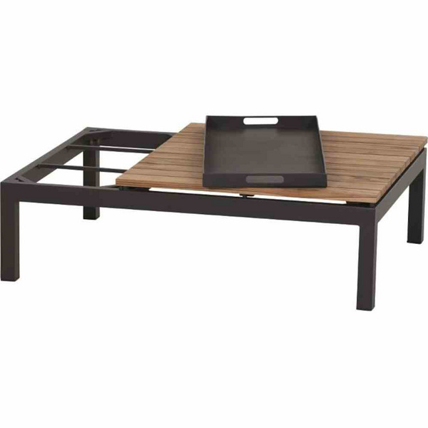 Alvida Loungetisch mit Tablett Alu, matt-anthrazit, Teak