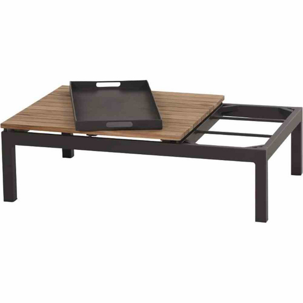 Alvida Loungetisch mit Tablett Alu, matt-anthrazit, Teak