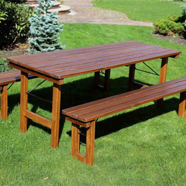 Wallis Garnitur Tisch 180x70cm, komplett zusammenklappbar, dunkelbraun laisert