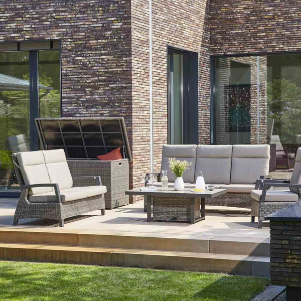 Corido 2er Bank charcoal grey Alu, Geflecht