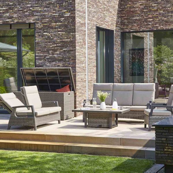 Corido 2er Bank charcoal grey Alu, Geflecht