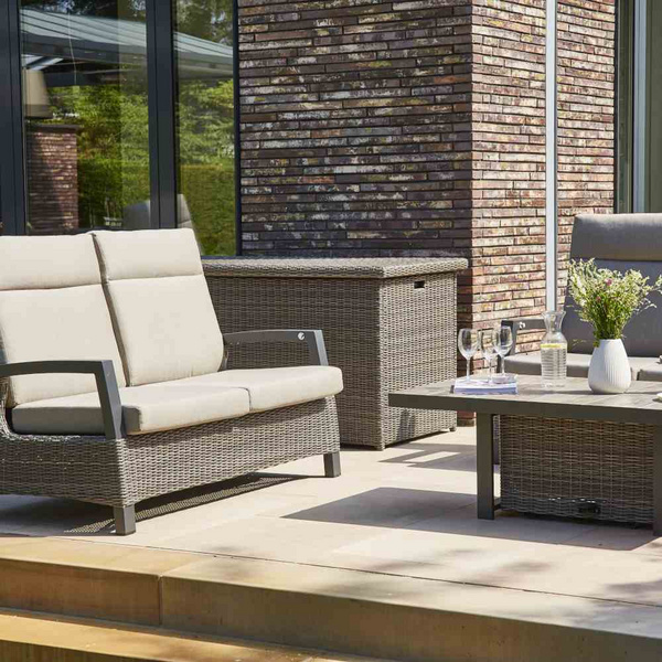 Corido 2er Bank charcoal grey Alu, Geflecht