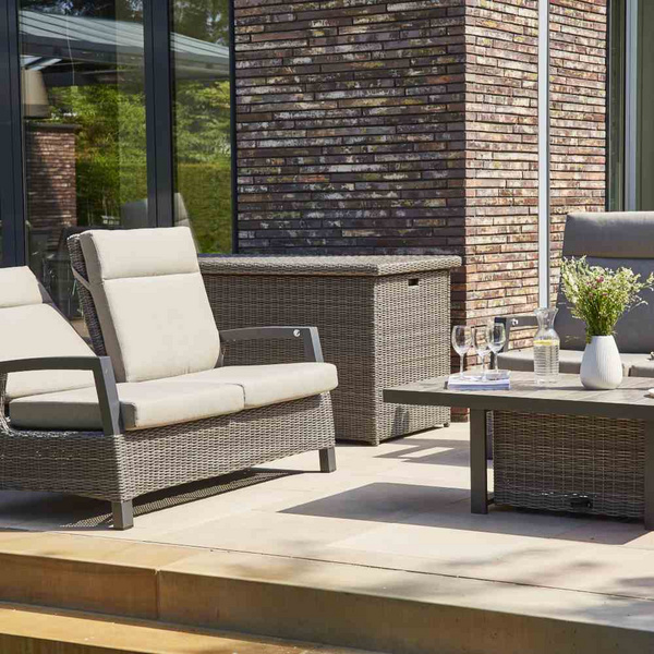 Corido 2er Bank charcoal grey Alu, Geflecht