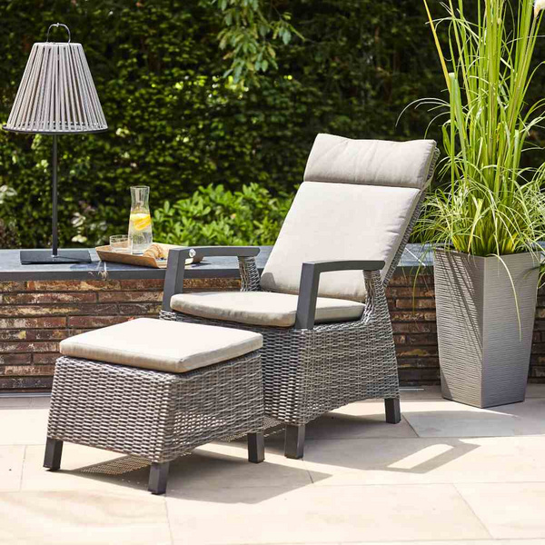 Corido Hocker, charcoal-grey Alu, Geflecht