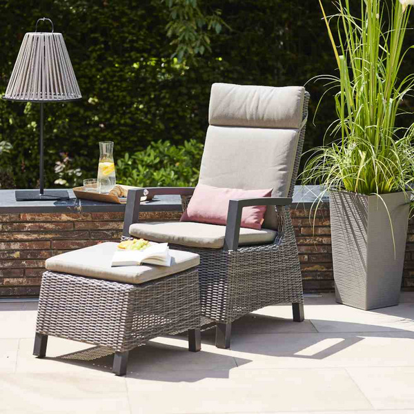 Corido Hocker, charcoal-grey Alu, Geflecht