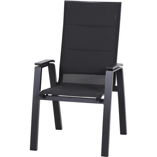 Milano Stapelsessel Alu, matt-anthrazit, TextilBez. padded