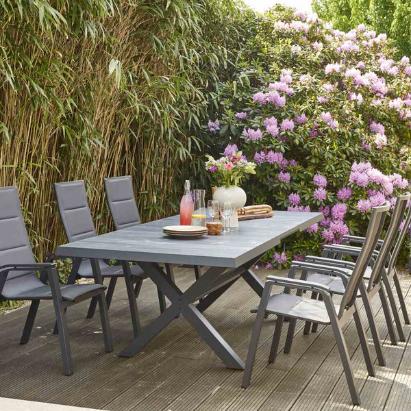 Milano Stapelsessel Alu, matt-anthrazit, TextilBez. padded