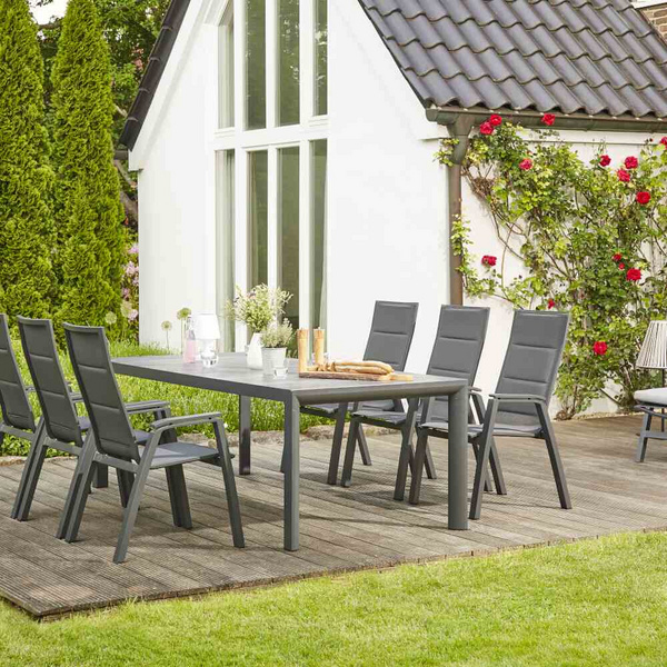 Milano Stapelsessel Alu, matt-anthrazit, TextilBez. padded