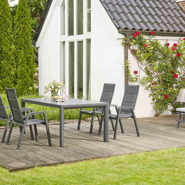 Milano Stapelsessel Alu, matt-anthrazit, TextilBez. padded